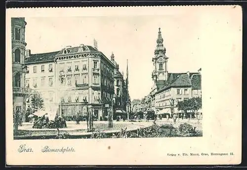 AK Graz, Bismarckplatz mit Fontaine