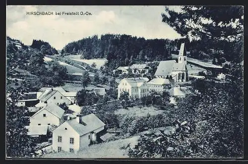 AK Hirschbach im Mühlkreis, Panorama mit Kirche