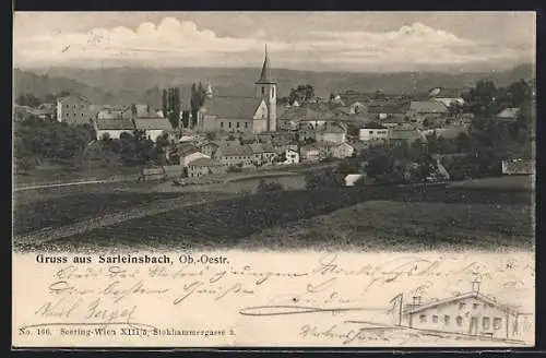 AK Sarleinsbach /Ob.-Oestr., Teilansicht mit Kirche