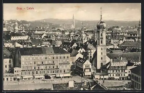 AK Graz, Totalansicht mit Kirche