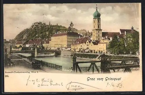 AK Graz, Teilansicht mit Kirche vom Griesquai