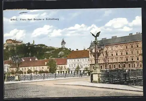 AK Graz, Franz Karl-Brücke und Schlossberg