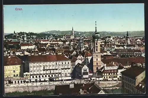 AK Graz, Teilansicht mit Kirche