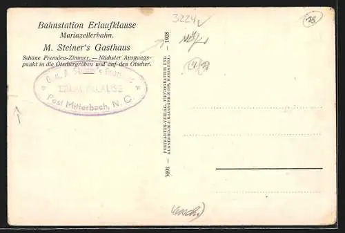 AK Mitterbach am Erlaufsee, Erlaufklause, Gasthaus M. Steiner