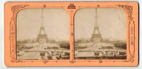 Stereo-Fotografie E. H. Paris, Ansicht Paris, La Tour Eiffel, Halt gegens Licht