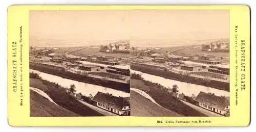 Stereo-Fotografie Max Leipelt, Warmbrunn, Ansicht Glatz, Panorama mit Güterbahnhof vom Kranich gesehen