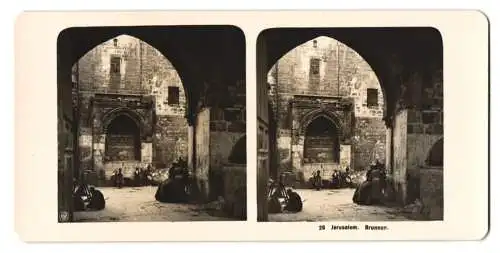 Stereo-Fotografie NPG, Berlin, Ansicht Jerusalem, Durchblick nach dem Brunnen