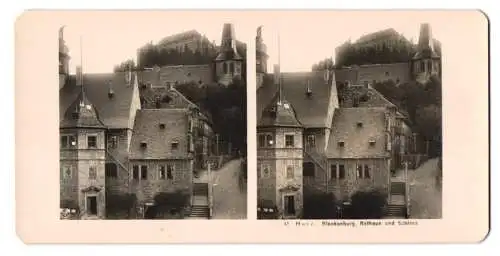 Stereo-Fotografie NPG, Berlin, Ansicht Blankenburg a. H., Blick auf das Rathaus und das Schloss