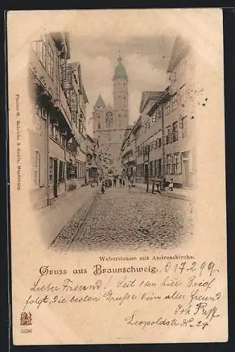 AK Braunschweig, Weberstrasse mit Andreaskirche