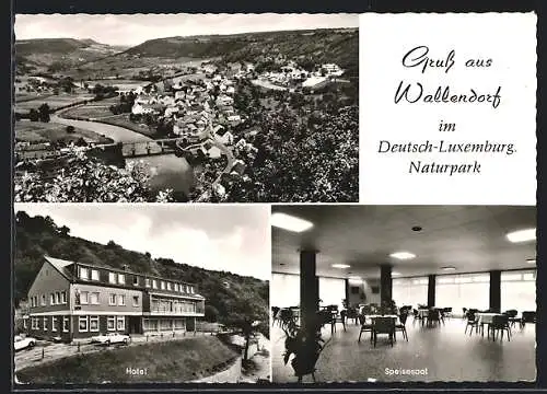 AK Wallendorf / Eifel, Das Hotel Wallstein mit Speisesaal, Inh. Lacaf-Sonndag