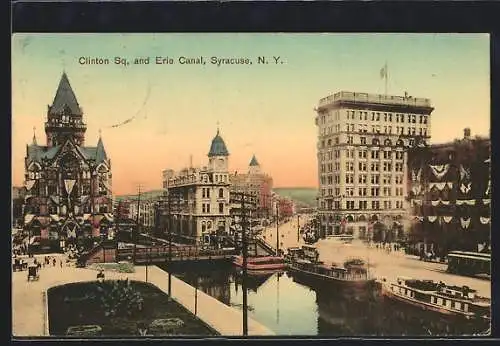 AK Syracuse, NY, Clinton Square and Erie Canal