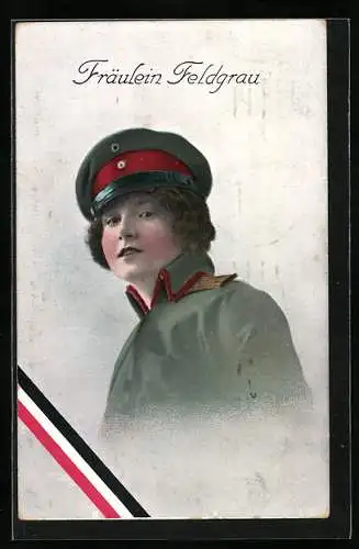 AK Fräulein Feldgrau, Reichsfahne