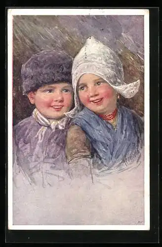 Künstler-AK Karl Feiertag: Kleines Holländer Paar