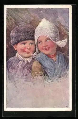 Künstler-AK Karl Feiertag: Kleines Holländer Paar