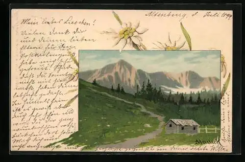 Künstler-AK Alfred Mailick: Landschaftsidyll mit Berghütte