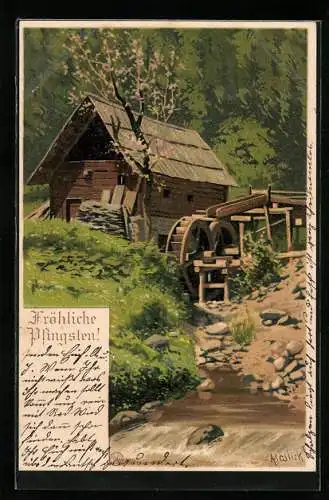 Künstler-AK Alfred Mailick: Blick zu einer Mühle am Waldrand, Pfingsten
