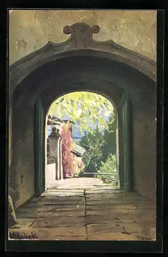 Künstler-AK Alfred Mailick: Torbogendurchblick