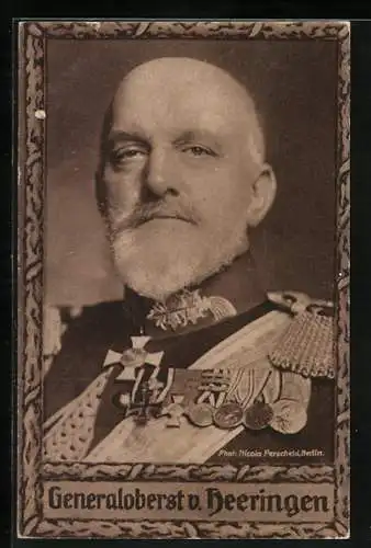 AK Heerführer Generaloberst v. Heeringen, mit all seinen Orden portraitiert