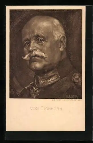 Künstler-AK Karl Bauer: General von Eichhorn in Uniform