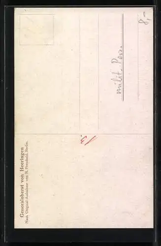 Künstler-AK Generaloberst von Heeringen in Uniform mit Orden