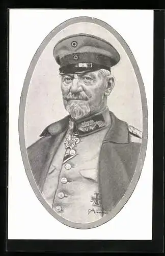AK Portrait General von Gallwitz in Uniform mit Orden und Mantel