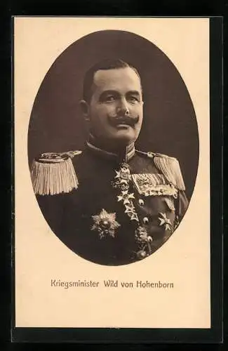 AK Kriegsminister Wild von Hohenborn, Portrait in Uniform