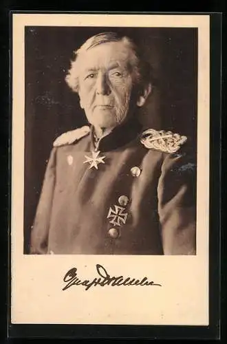 AK Heerführer Graf Haeseler, Altersportrait in Uniform