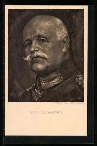AK Heerführer von Eichhorn, Portrait in Uniform mit Orden