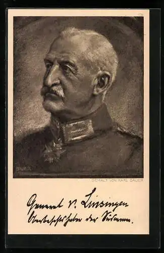 Künstler-AK Portrait General der Infanterie Alexander von Linsingen in Uniform