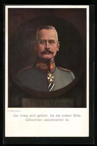AK Portrait General von Falkenhayn in Uniform