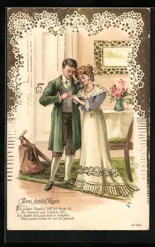 AK zwei dunkle Augen, Liebespaar