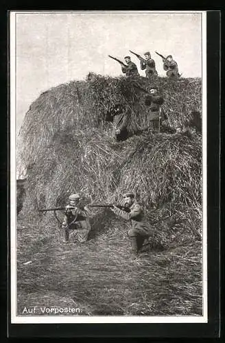 AK Infanterie-Soldaten in Uniform auf Vorposten