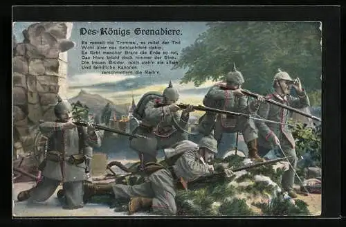 Künstler-AK Des Königs Grenadiere im Felde