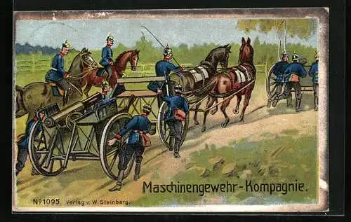 Künstler-AK Maschinengewehr-Kompagnie, Soldaten in Uniform