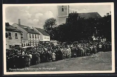 AK Konnersreuth, Massenbesuch am Marktplatz