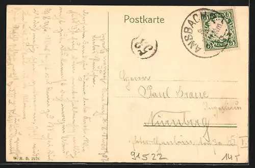 AK Ansbach / Bayern, Oberer Markt mit Johanneskirche