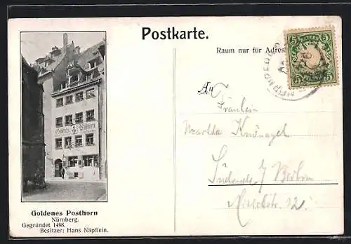 AK Nürnberg, Gasthaus Goldenes Posthorn, Bes. Hans Näpflein