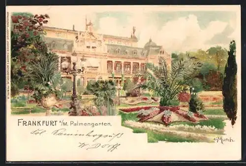 Lithographie Frankfurt-Westend, Partie im Palmengarten