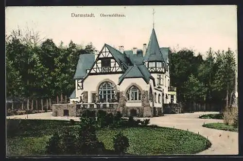 AK Darmstadt, Oberwaldhaus mit Anlagen