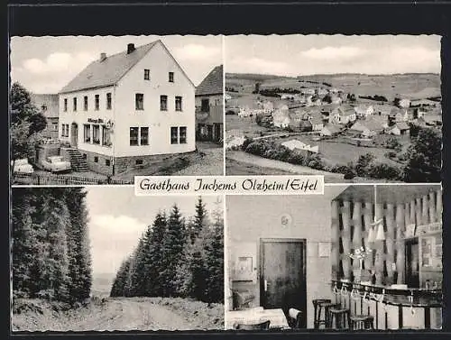 AK Olzheim /Eifel, Gasthaus Juchems, Ortsansicht aus der Vogelschau