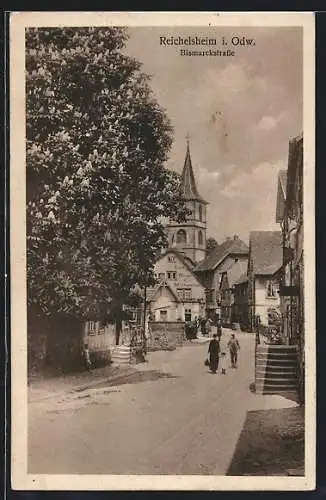 AK Reichelsheim / Odenwald, Bismarckstrasse und Kirche