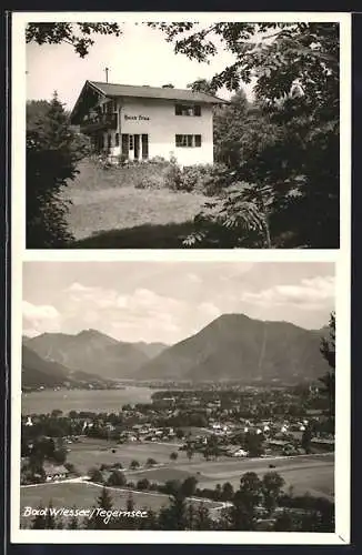 AK Bad Wiessee /Tegernsee, Hotel-Pension Haus Erna, Ortsansicht aus der Vogelschau