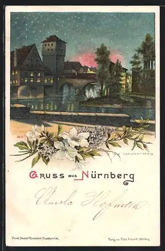 Lithographie Nürnberg, Partie am Henkersweg