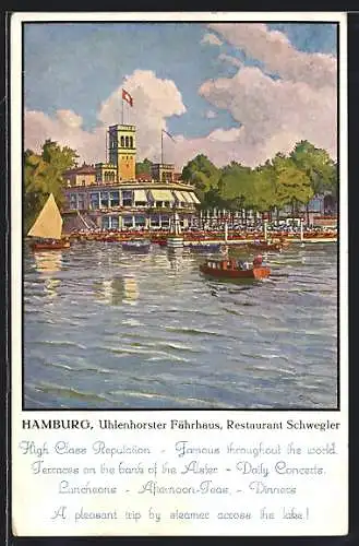 Künstler-AK Hamburg, Uhlenhorster Fährhaus, Restaurant Schwegler