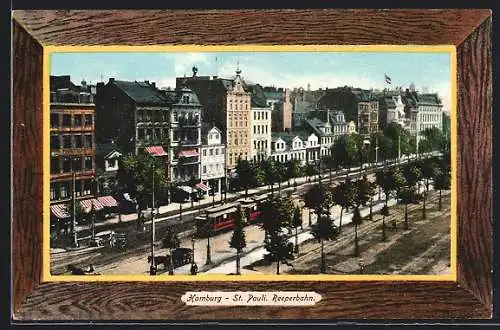 AK Hamburg-St. Pauli, Strassenbahn auf der Reeperbahn