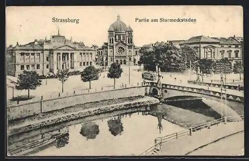 AK Strassburg, Strassenbahn am Sturmeckstaden