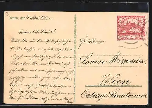 AK Olmütz, Oberring mit Rathaus und Dreifaltigkeitssäule, Strassenbahn