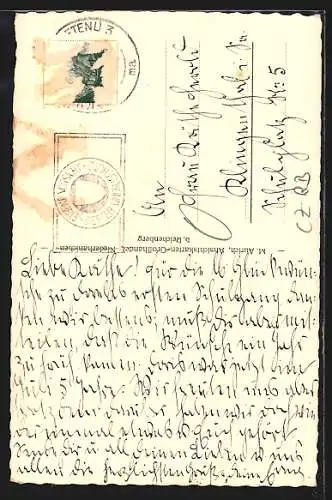AK Reichenberg / Liberec, platz mit Kreditanstalt der Deutschen, Strassenbahn