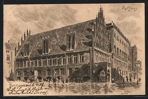 Künstler-AK Hannover, Carl Jander, Rathaus