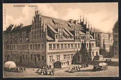 AK Hannover, Rathaus mit Kutschen
